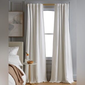 NWT QUINCE Set Of 2 48x84 European Linen Room Darkening Curtains White 6196